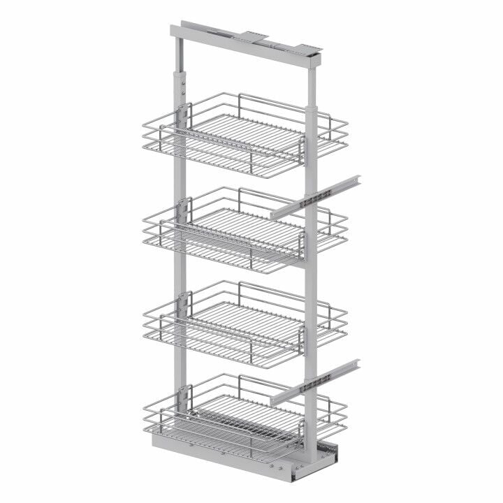 Starax Gizli Raylı Kiler 185-200 cm | 45 cm Kapak Uyumlu Tel - Krom