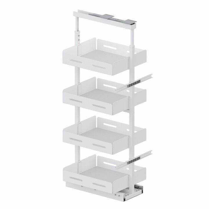 Starax Gizli Raylı Kiler 185-200 cm | 45 cm Kapak Uyumlu Unique Box - Beyaz