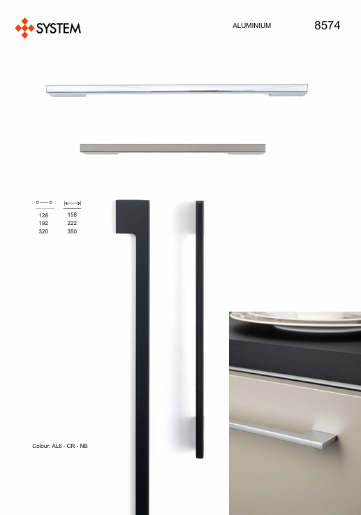 System 8574 Krom Renk Modern Kulp (SY8574 CR)