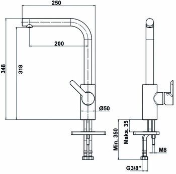 Eviye Bataryası, HÄFELE LEMARE, Spiralsiz, Tek Kumanda Kollu Parlak Krom
