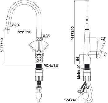 Eviye Bataryası, HÄFELE FOUNTAIN, Spiralli, Çift Fonksiyonlu El Duşu, Tek Kumanda Kollu Titanyum