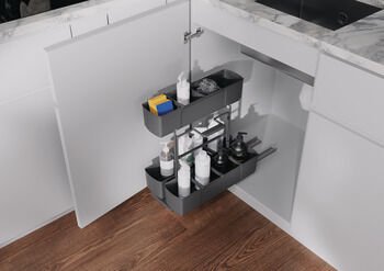 Temizlik Malzemesi Sepeti, Antrasit (350 mm ve Üstü Dolap Genişlikleri İçin)