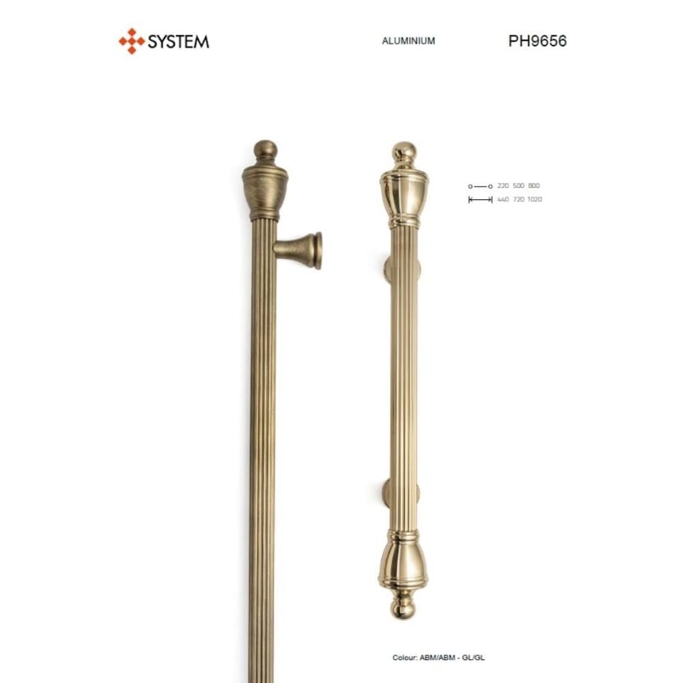 System 9656 Antik Renk Çekme Kapı Kolu (PH9656 ABM-ABM-ABM)