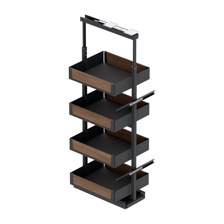 Starax Gizli Raylı Frenli Kiler 185-200 cm | 30 cm Kapak Uyumlu Unique Wood  - Antrasit