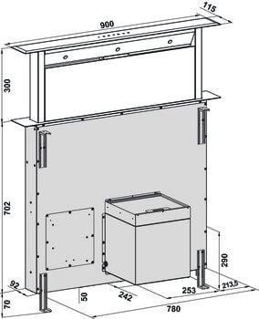 Davlumbaz, HÄFELE MAXIMA, 90 cm, Ada Tipi, Asansörlü, 860 m3/h Emiş Gücü Siyah