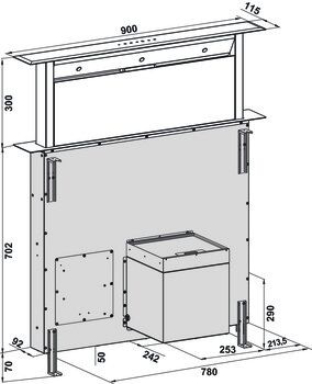 Davlumbaz, HÄFELE MAXIMA, 90 cm, Ada Tipi, Asansörlü, 860 m3/h Emiş Gücü Siyah