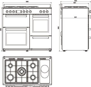 Kuzineli Fırın, HÄFELE SIRIUS, 1000 mm, 5 Gözü Gazlı, 1 Gözü Elektrikli Krem