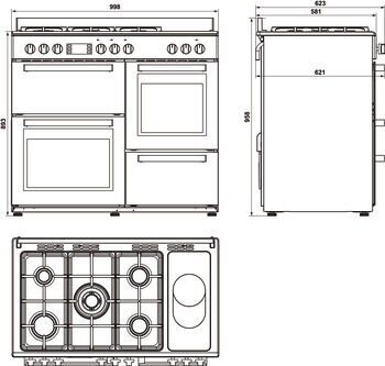 Kuzineli Fırın, HÄFELE SIRIUS, 1000 mm, 5 Gözü Gazlı, 1 Gözü Elektrikli Gri
