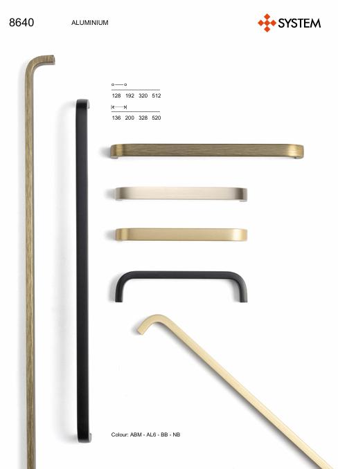 System 8640 Mat Altın Renk Modern Kulp (SY8640 BB) 512 mm (SY8640 0512 BB)