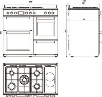 Kuzineli Fırın, HÄFELE SIRIUS, 1000 mm, 5 Gözü Gazlı, 1 Gözü Elektrikli Antrasit