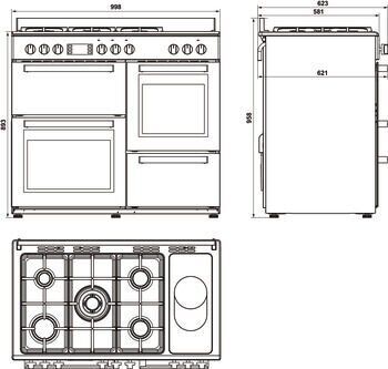 Kuzineli Fırın, HÄFELE SIRIUS, 1000 mm, 5 Gözü Gazlı, 1 Gözü Elektrikli Antrasit