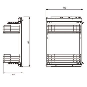 HӒFELE NESTA PLUS Tezgah Altı Kiler, Tel Sepet, Antrasit |200 mm Kapak Uyumlu Sağ