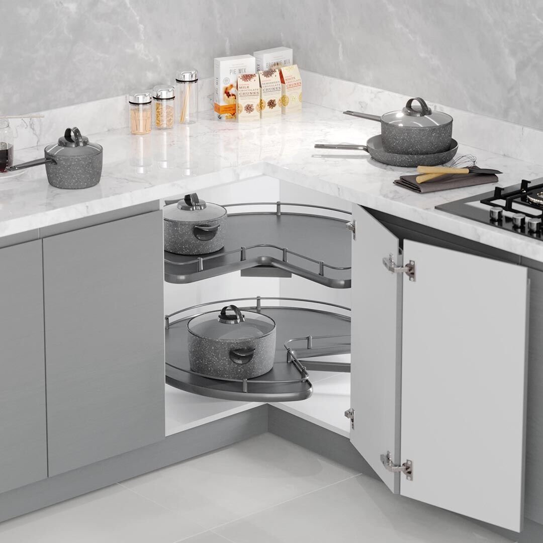 3/4 Borusuz Kaymaz Yüzeyli Ahşap Tablalı Döner Sepet Takımı