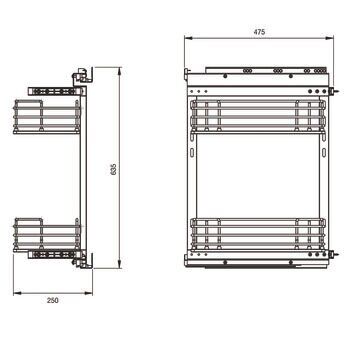 HӒFELE NESTA PLUS Tezgah Altı Kiler, Tel Sepet, Antrasit |200 mm Kapak Uyumlu Sol