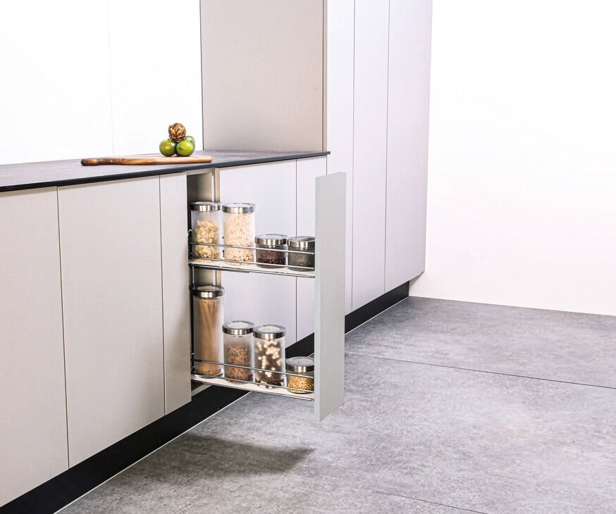 HӒFELE NESTA PLUS Tezgah Altı Kiler, Tel Sepet, Antrasit |200 mm Kapak Uyumlu Sol