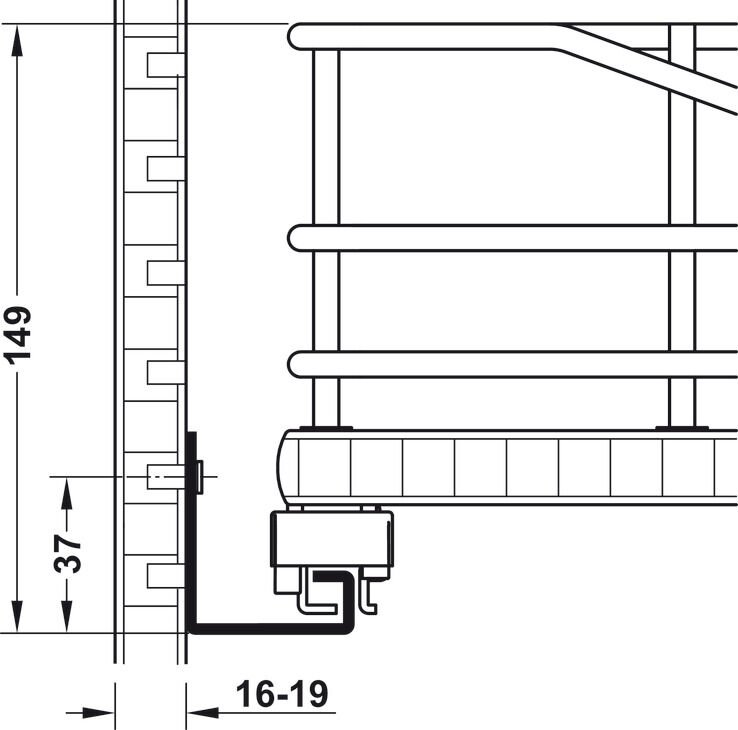 HÄFELE Tabanlı Korkuluklu İç Çekmece Kutusu 600 mm