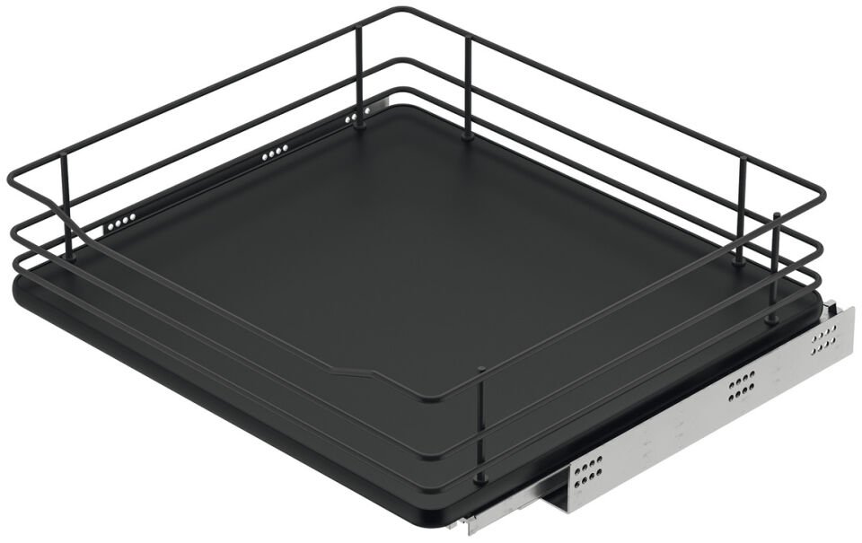 Korkuluklu Taban Ünitesi İç Çekmece Kutusu, Häfele, Tabanlı Antrasit Toz Boyalı, Siyah