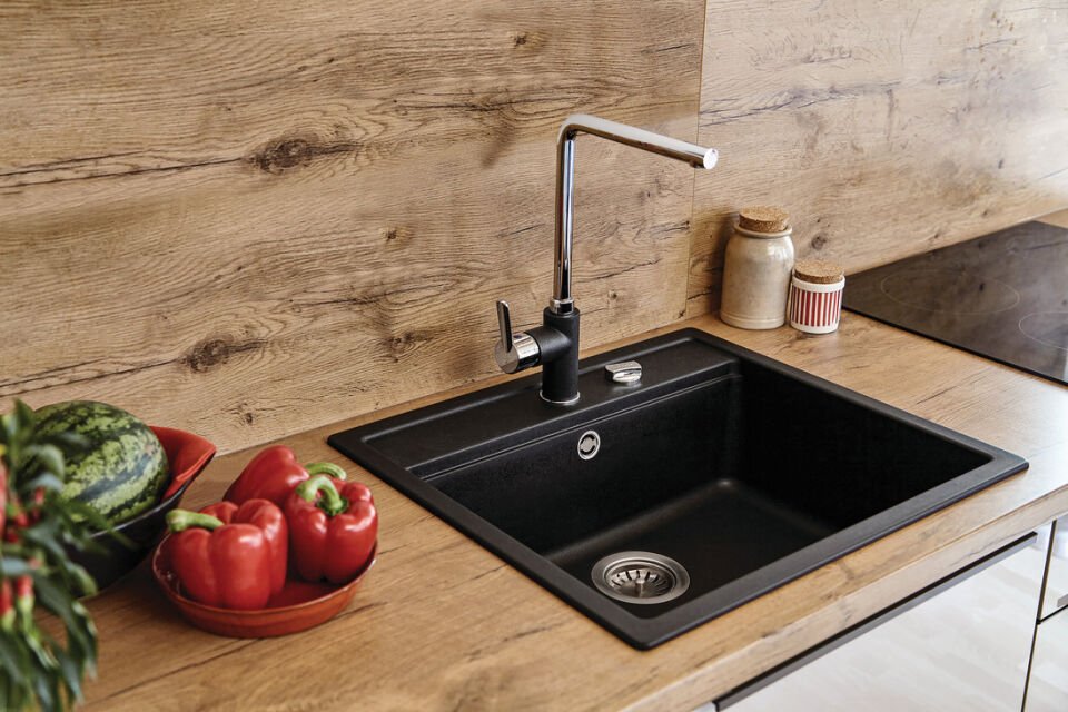 HÄFELE AS03 tezgah üstü eviye Carbon, 1 Gözlü, Damlalıksız, 570x510mm