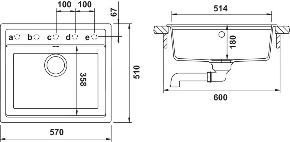 HÄFELE AS03 tezgah üstü eviye Carbon, 1 Gözlü, Damlalıksız, 570x510mm