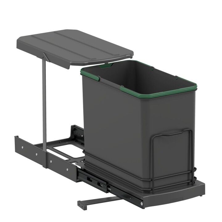 Teleskopik Raylı Plastik Gövde Çöp Kovası 24 Lt. Antrasit