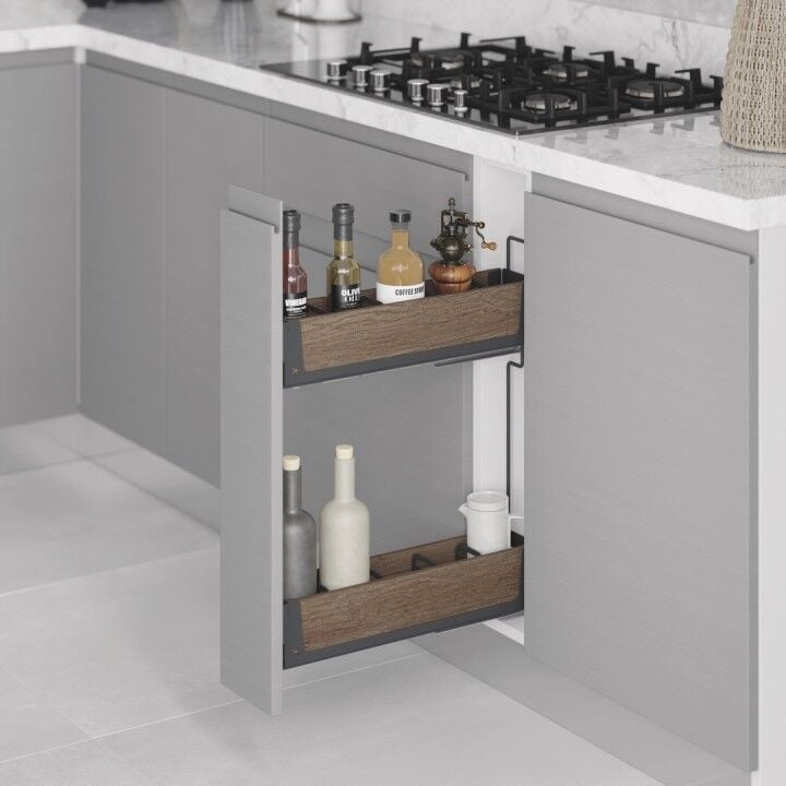 Unique Wood Kaymaz Yüzeyli Şişelik Çift Açılım Antrasit Sağ