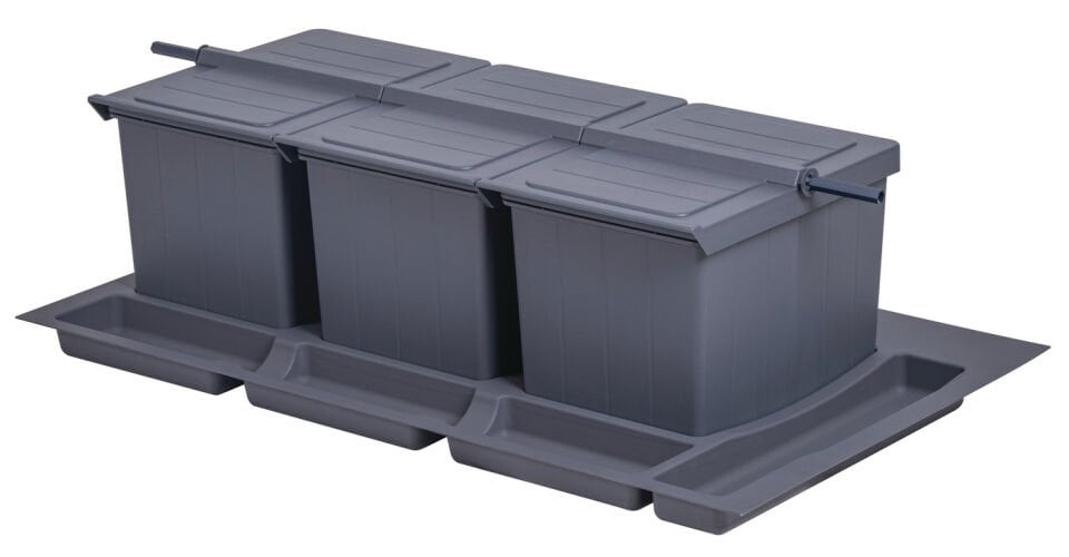 HÄFELE COVERT Çekmece İçi Çöp Kutusu | 900 mm Kapak Genişliği İçin, 3x12 lt Antrasit