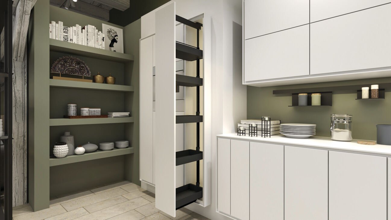 DISPENSA 90° Arena Pure, Antrasit, Boy Kiler Sistemi | 300 mm Dolap Genişlikleri İçin