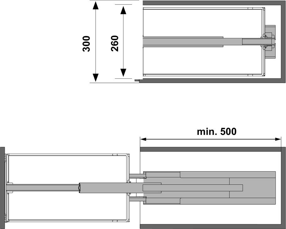 DISPENSA 90° Arena Pure, Antrasit, Boy Kiler Sistemi | 300 mm Dolap Genişlikleri İçin