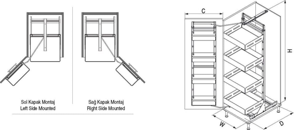 Unique Box İkiz Kiler 1550 - 1700 mm | 450 mm Kapak Uyumlu