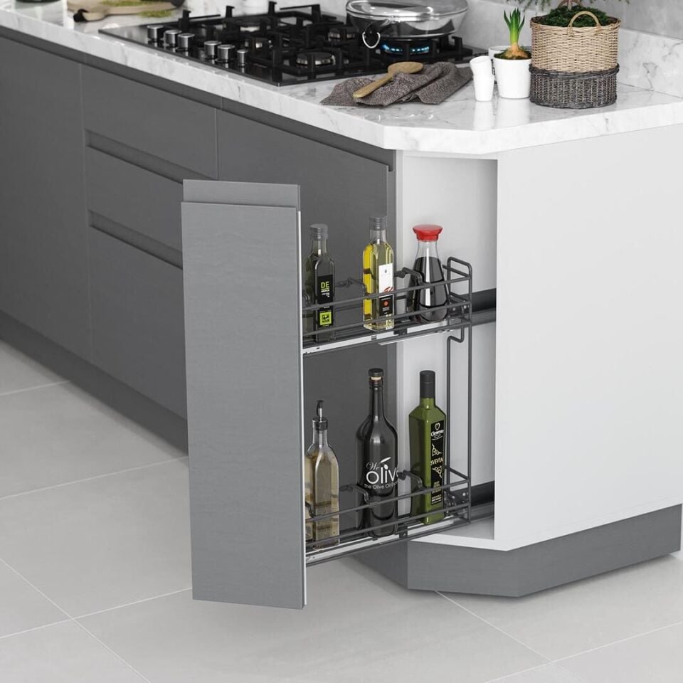 45 Derece Gizli Raylı Şişelik (Çift Açılım) Tel Sol