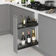 Premium Kaymaz Yüzeyli Ahşap Tablalı Şişelik Çift Açılım Sağ