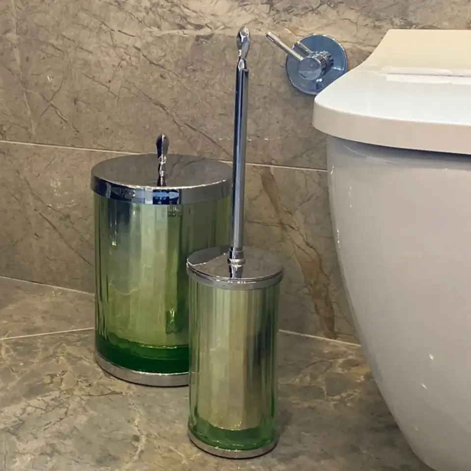 Vista D’oro Vario Yeşil Camlı Banyo Çöp Kovası Krom
