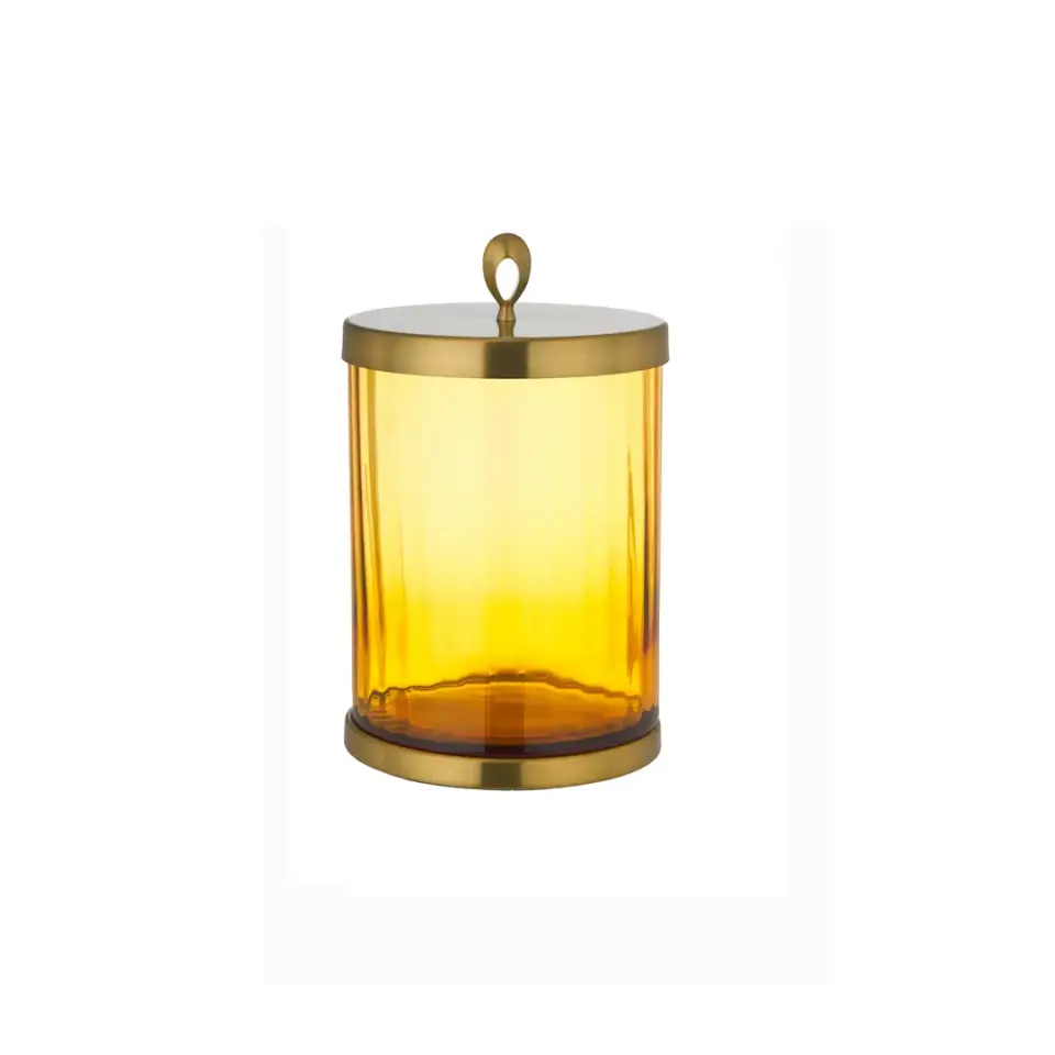 Vista D’oro Vario Amber Camlı Banyo Çöp Kovası Saten Altın