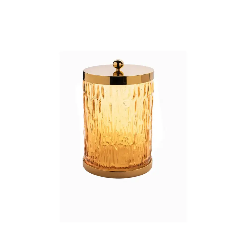 Vista D’oro Wave Amber Camlı Banyo Çöp Kovası Altın Rengi