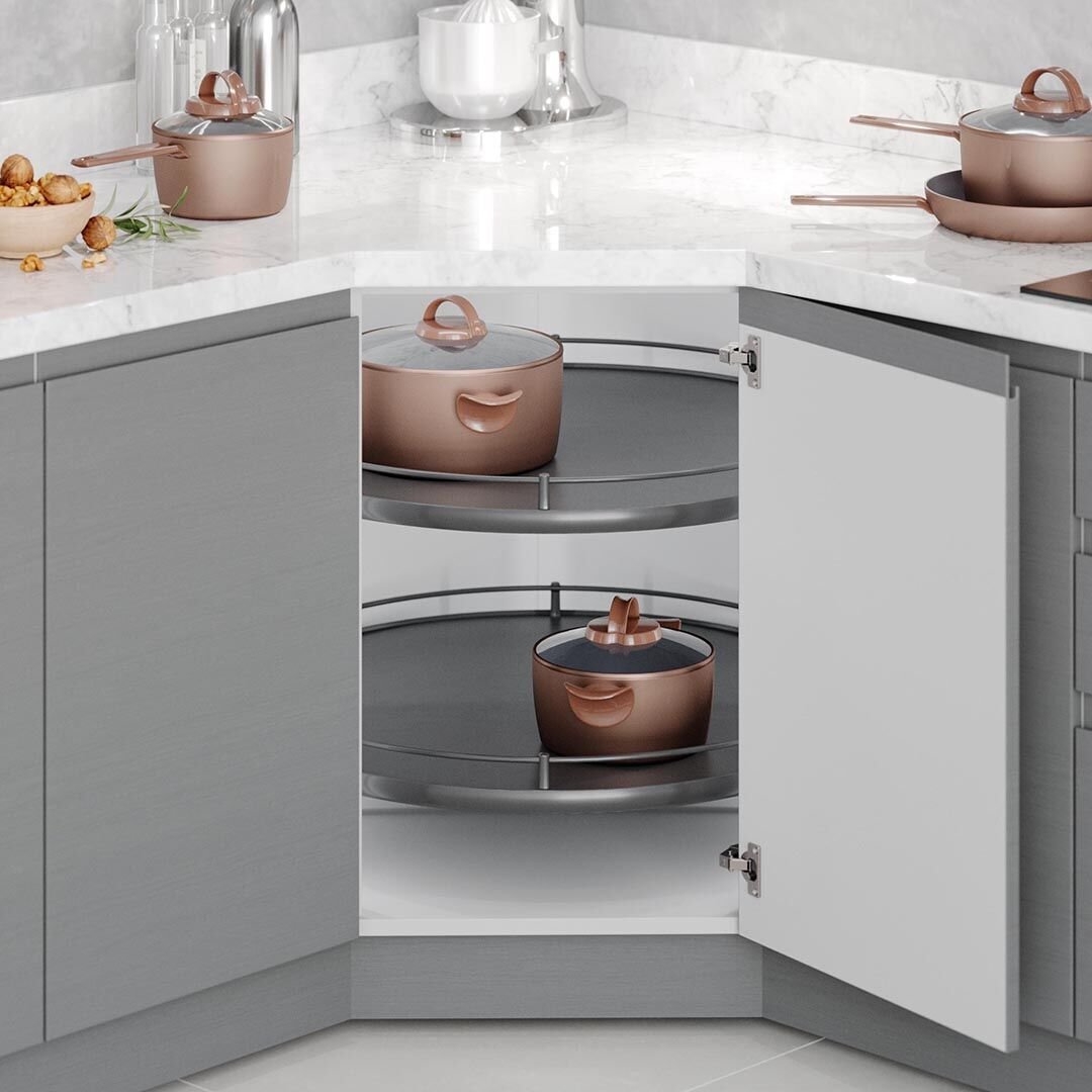 4/4 Borusuz Kaymaz Yüzeyli Ahşap Tablalı Döner Sepet Takımı