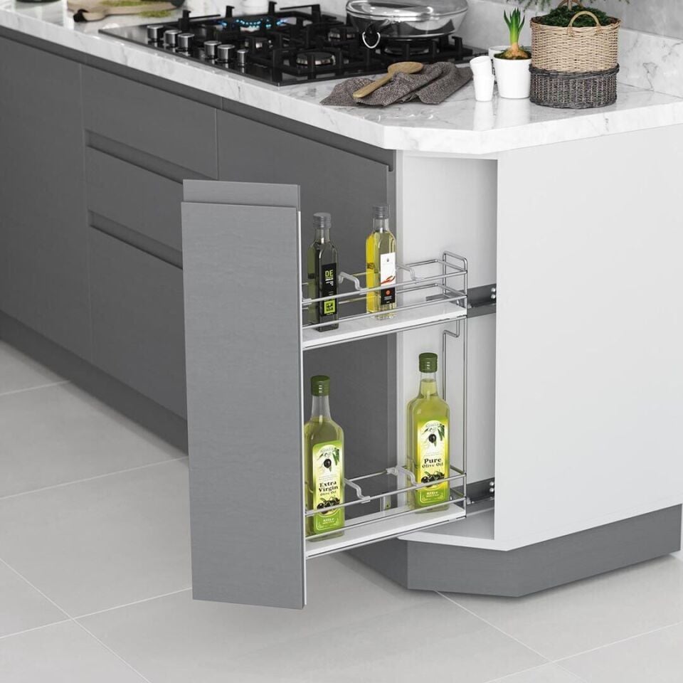 45 Derece Gizli Raylı Şişelik (Tek Açılım) Ahşap Sol