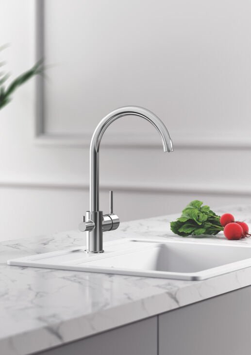 HÄFELE SPARK, Spiralsiz, Arıtmalı Su Çıkışlı, Tek Kumanda Kollu Eviye Bataryası Parlak Krom