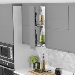 Çift Açılım Gizli Raylı Ahşap Tabanlı Mini Şişelik 150 mm Sağ