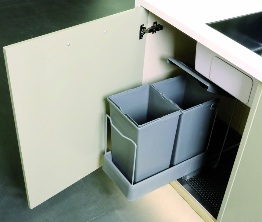 HÄFELE ENVIRO  2x14 Lt Menteşeli Kapağa Bağlı Çöp Kutusu | Min 400 mm Kapak Genişliği