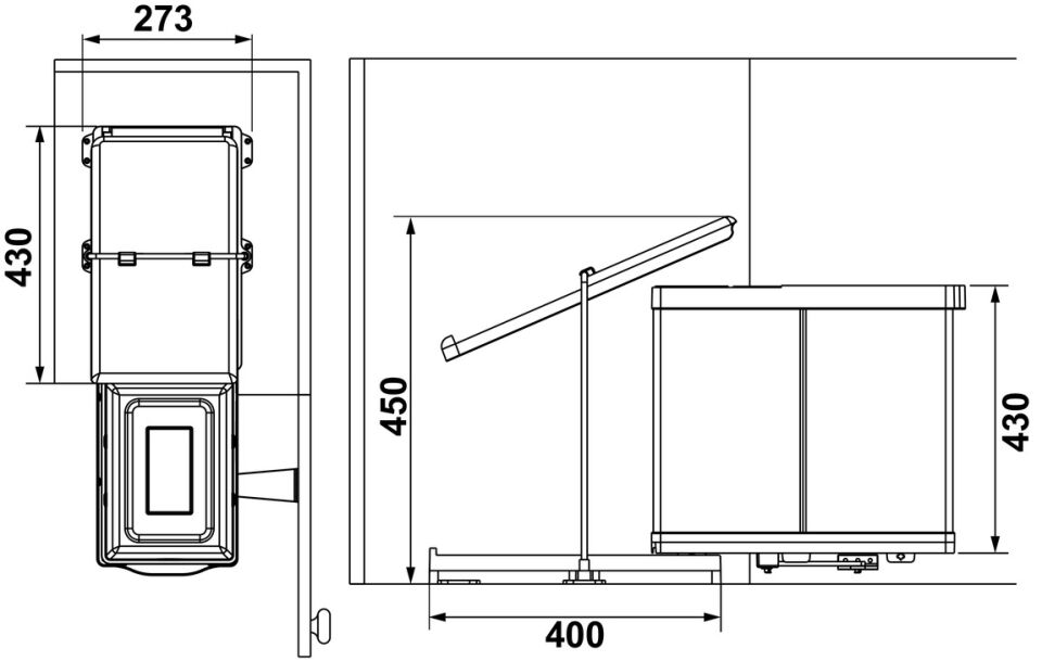 HÄFELE ENVIRO  2x14 Lt Menteşeli Kapağa Bağlı Çöp Kutusu | Min 400 mm Kapak Genişliği