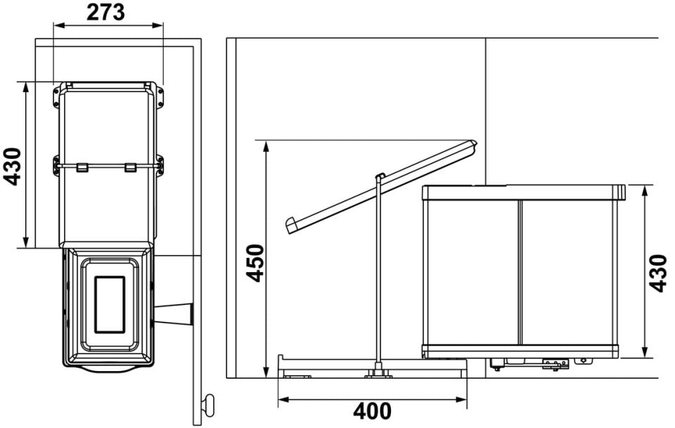 HÄFELE ENVIRO  2x14 Lt Menteşeli Kapağa Bağlı Çöp Kutusu | Min 400 mm Kapak Genişliği