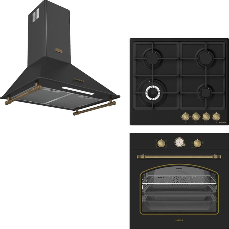 HÄFELE Ankastre Set 10 (VINTAGE Fırın, VINTAGE Ocak, VINTAGE Davlumbaz Seti) Antrasit