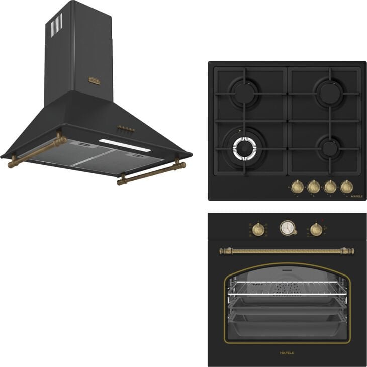 HÄFELE Ankastre Set 10 (VINTAGE Fırın, VINTAGE Ocak, VINTAGE Davlumbaz Seti) Antrasit