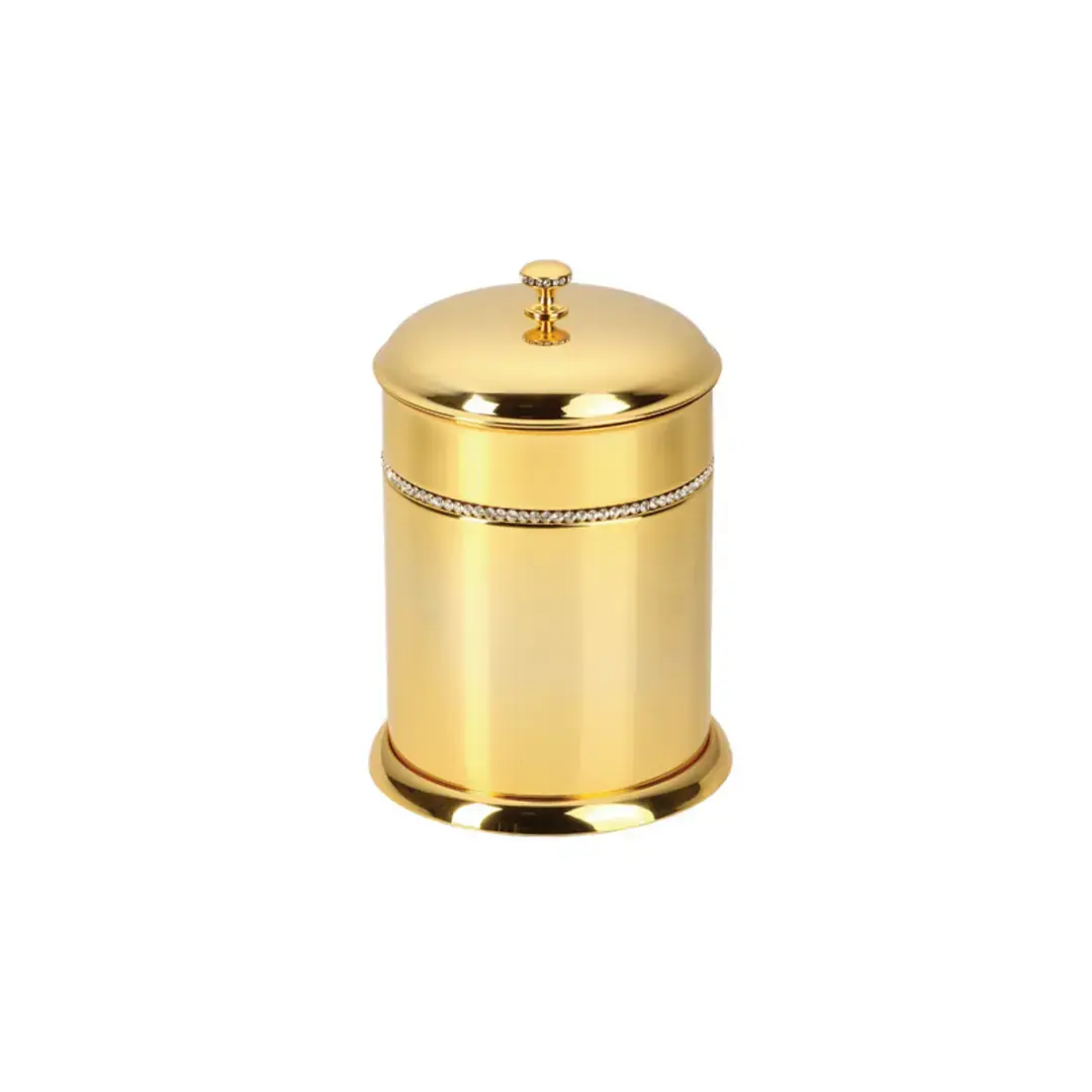 Vista D’oro Mimoza Şeffaf Kristalli Banyo Çöp Kovası 24 Ayar Altın