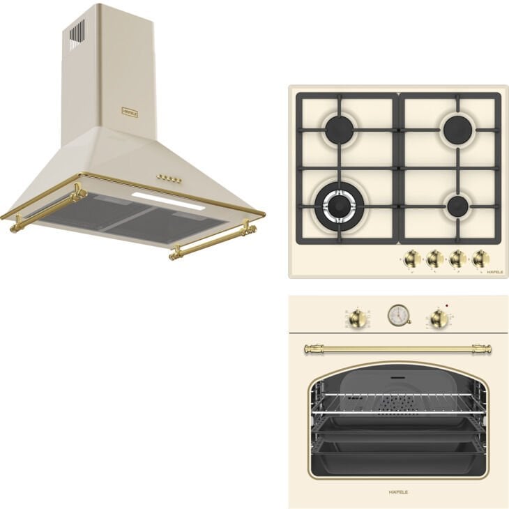 HÄFELE Ankastre Set 11 (VINTAGE Fırın, VINTAGE Ocak, VINTAGE Davlumbaz Seti) Krem