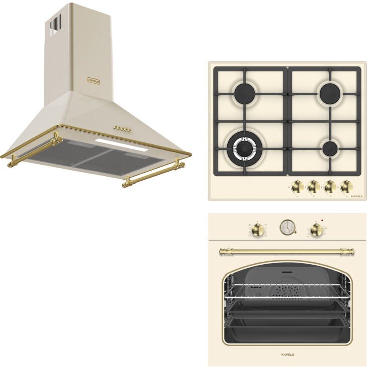 HÄFELE Ankastre Set 11 (VINTAGE Fırın, VINTAGE Ocak, VINTAGE Davlumbaz Seti) Krem