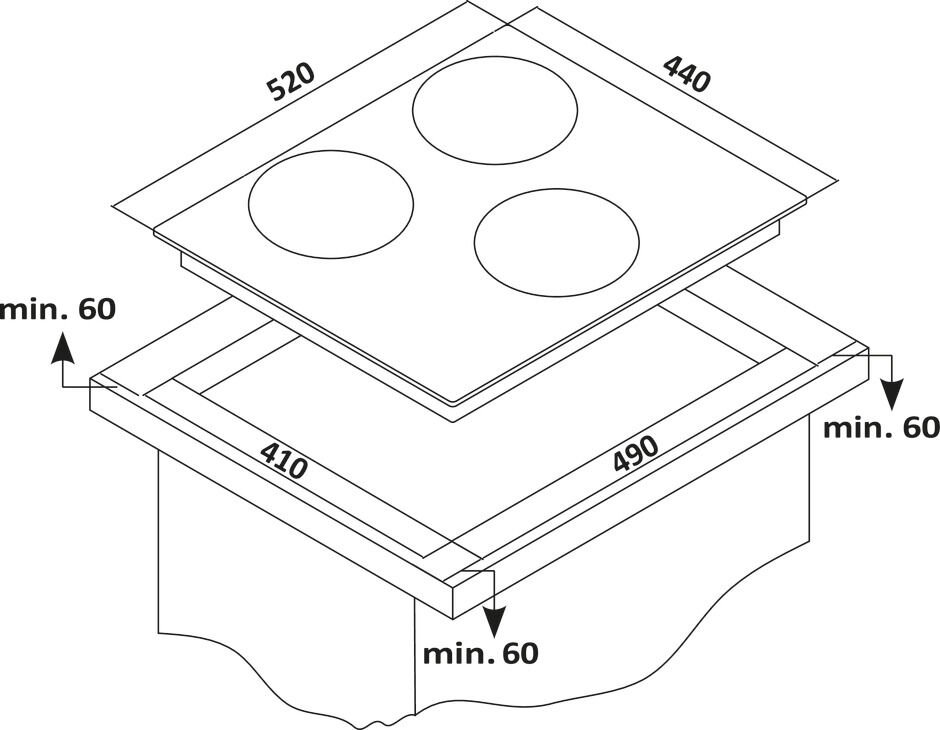Häfele Vetro 45 cm Elektrikli Vitroseramik Ocak | 3 Gözlü Ankastre