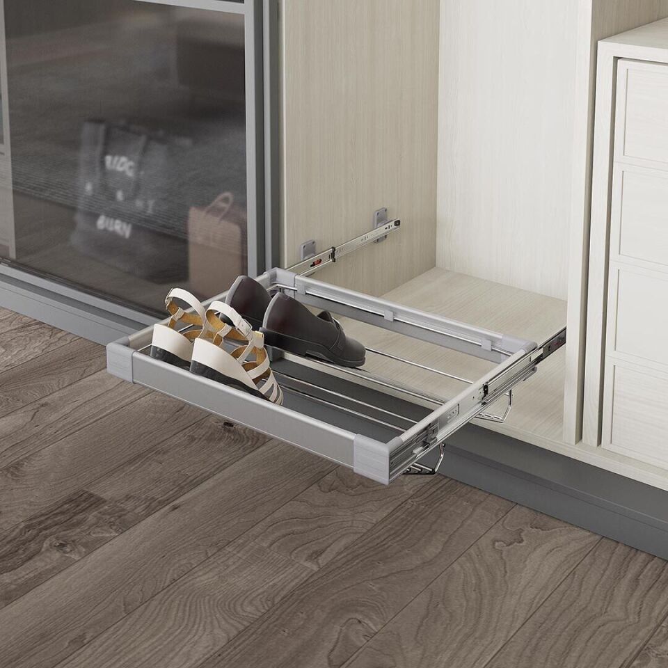 Teleskopik Raylı Alüminyum Ayakkabılık 800 mm