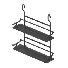 Ahşap İki Küçük Raflı Baharatlık Antrasit