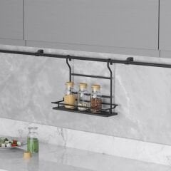 Ahşap Tek Küçük Raflı Baharatlık Antrasit